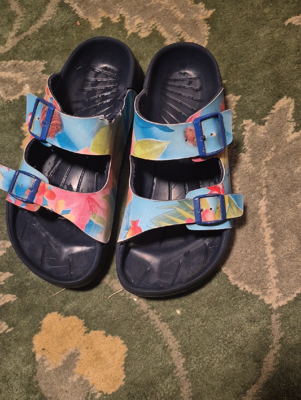 Birkenstock Kids Floral Blue Double-Buckle Sandals